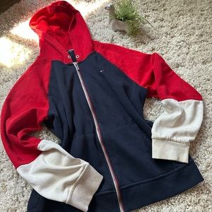 Tommy Hilfiger vintage color block red white blue XL longsleeve hoodie